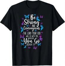 Camiseta con cita bíblica cristiana de mariposa, Josué 1:9, para hombres y mujeres, negra, blanca, regalos - Negro - Ver 1
