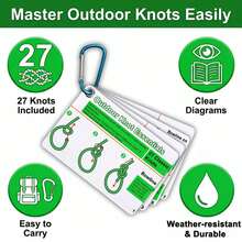 27 Common Knot Tutorial Instruction Cards, Outdoor Knot Reference Guide - Suitable For Various Knots, Comes With Mini Storage Buckle. Perfect For Emergency Kits, Sailing, Camping And Emergency Situations, Great Gift For Outdoor Adventures. - A - View 6