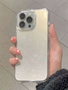 1件 透明/粉色/紫色 平滑亮片手機殼，適用於 iPhone 16 Pro Max、16 Pro，兼容 11/12/13/14/15/16、15 Pro - 無色 - 查看 3