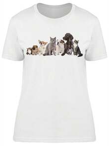 Camiseta "Gatos y Perros Juntos" para Mujer -Imagen de Shutterstock, Talla XX-Large para Mujer - Blanco - Ver 1