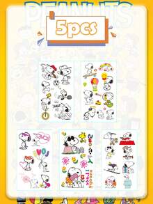 Snoopy Cartoon Tattoo Sticker - Cute And Popular Dog Design - Waterproof Sticker For Tattoos - Rectangle - View 3