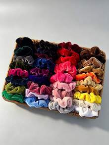 12/10/5pcs Ikat Rambut Beludru Sederhana dan Nyaman, Ikat Rambut Elastisitas Tinggi yang Modis, Aksesori Rambut Tali Rambut Serbaguna Warna Solid Bergaya Retro - MultiWarna - View 3