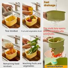 Kitchen Sink Strainer, Self-Cleaning Kitchen And Bathroom Sink Clog-Free Mesh Filter, Push-Down Sink Drain Basket, Automatic Food Waste Disposal Sink Basket, Multi-Function Hanging Sink Basket, Non-Slip Plastic Sink Basket, RV Outdoor Adjustable Wet/Dry Separation Filter, Sink Drain Filter - One Size - View 5