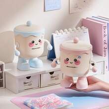 1pc Multi-Color Cute Mini Desktop Trash Can With Lid, Small Item Storage Bin For Office Home Desktop Garbage Disposal, Compact Organizer Container For Desk Bedroom Living Room Clutter Organization - View 2