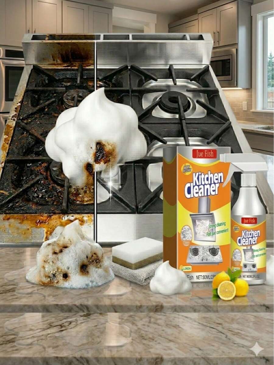 JUE FISH Magic Foam Cleaner Spray Powerful Oil Stain Remover For Kitchen Heavy Duty Degreaser Cooktop Oven Griddle Pots And Pans Cleaner Foam Deep Cleansing Multi Surface Bubble Cleaner Stain Eraser Household Cleaning SprayRust RemoverFastActingKitchenupplies