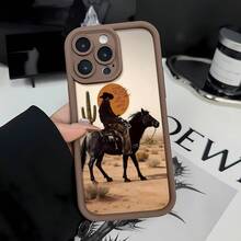 tema del oeste del desierto vaquero negrofunda de teléfono Fundas compatibles con ,Apple,VIVO,OPPO,,, y Honor.Fabricadas en silicona TPU,ofrecen protección contra golpes y caídas. - Marrón - Ver 1