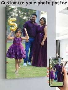 1pc Customized Large Canvas Poster, Can Be Self-Framed Or Frameless, Photo Printed On Canvas As Creative Gift, Wall Decor, Canvas Art, Canvas Printing, Canvas Poster, Canvas Wall Decor, Poster Printing. Perfect Gift For Girlfriend/Boyfriend, Family, Son, Daughter, Student, Pet And Home. Suitable For Birthday, Wedding, Graduation Season, Easter Decoration - White - View 2