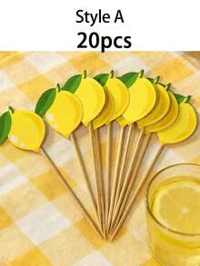 20 piezas de decoraciones de pastel con forma de limón, decoración de pastel con frutas de limón realistas de verano, disponibles en múltiples colores y estilos, adecuado para postres de té de la tarde o bandejas de frutas, perfecto para la decoración de la mesa de fiestas y reuniones - Varios estilos - Ver 13