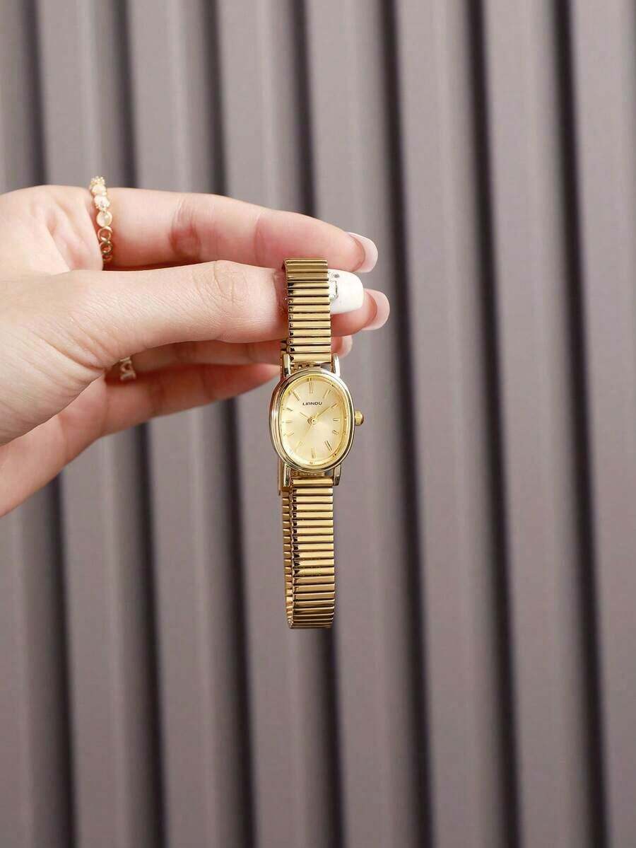 New Fashion Wristwatch For Women, Vintage Quartz Watch, Luxurious, Minimalist, Elegant, Lightweight And Versatile, Suitable For Daily Wear, Birthday Gift, Party, Festive Gathering, Ideal Gift For Yourself Or Friends - 黑色 - 查看 1