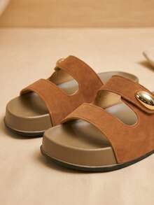Zapatos de mujer color caqui, sandalias cómodas para mujer, pantuflas de verano, playa, vacaciones, sandalias de playa, zapatos, pantuflas de mujer con punta abierta y suela gruesa sin cordones, pantuflas de mujer con suela gruesa color blanco, sandalias de mujer, verano, pantufla, نعال, Kuku, playa, صندل, planos, pantuflas de playa, سلبر, حذاء>صندل, Birkin Stock, botas cómodas para mujer - Caqui - Ver 7