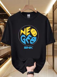 Camiseta Retro de Juego Neo Geo para Hombre - Camiseta de Poliéster de Manga Corta con Cuello Redondo y Estampado Icónico, Adecuada para Gamers, Entusiastas de Videojuegos Retro y como Ropa Casual de Verano con Estilo Nostálgico. - Negro - Ver 1