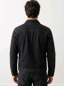 Men's Denim Jacket - 黑色 - 查看 3