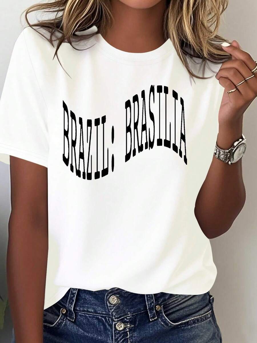 Women's Soft Casual T-Shirt From Brasilia, Rural Brazil, Women's Casual Blouse - 白色 - 查看 1