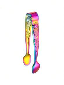1pc Stainless Steel Vintage Rose Pattern Sugar Cube Tongs, Ice Bucket Tongs - View 8