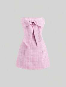 Vestido elegante estilo "chica rica" de Navidad en color magenta con parte superior de tubo, lazo y diseño chic francés, atuendo de estilo Y2K para fiesta, vestido de fiesta corto y elegante para mujer - Blanco - Ver 1