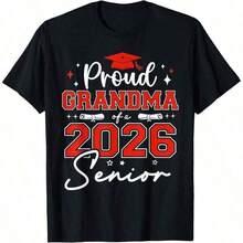 Matching Family Shirts "Proud Brother Of A 2026 Graduate", For Women And Men, Short Sleeve, Casual Style, Unisex, Sporty, For Parties, Gift, Holidays, Sizes S-3XL, Black, Breathable And Comfortable. - 黑色 4 - 查看 7