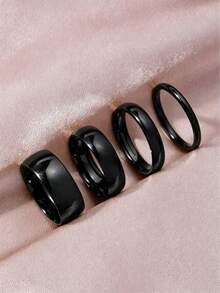 4pcs/Set Minimalist Versatile 18K Gold Plated Stainless Steel Rings, Featuring Varying Thickness Spherical Bands, Suitable For Both Men And Women, The Same Couple Rings Are More Suitable For Women's Daily Wear - 4 Pieces Of Inner and Outer Ball Rings - View 31