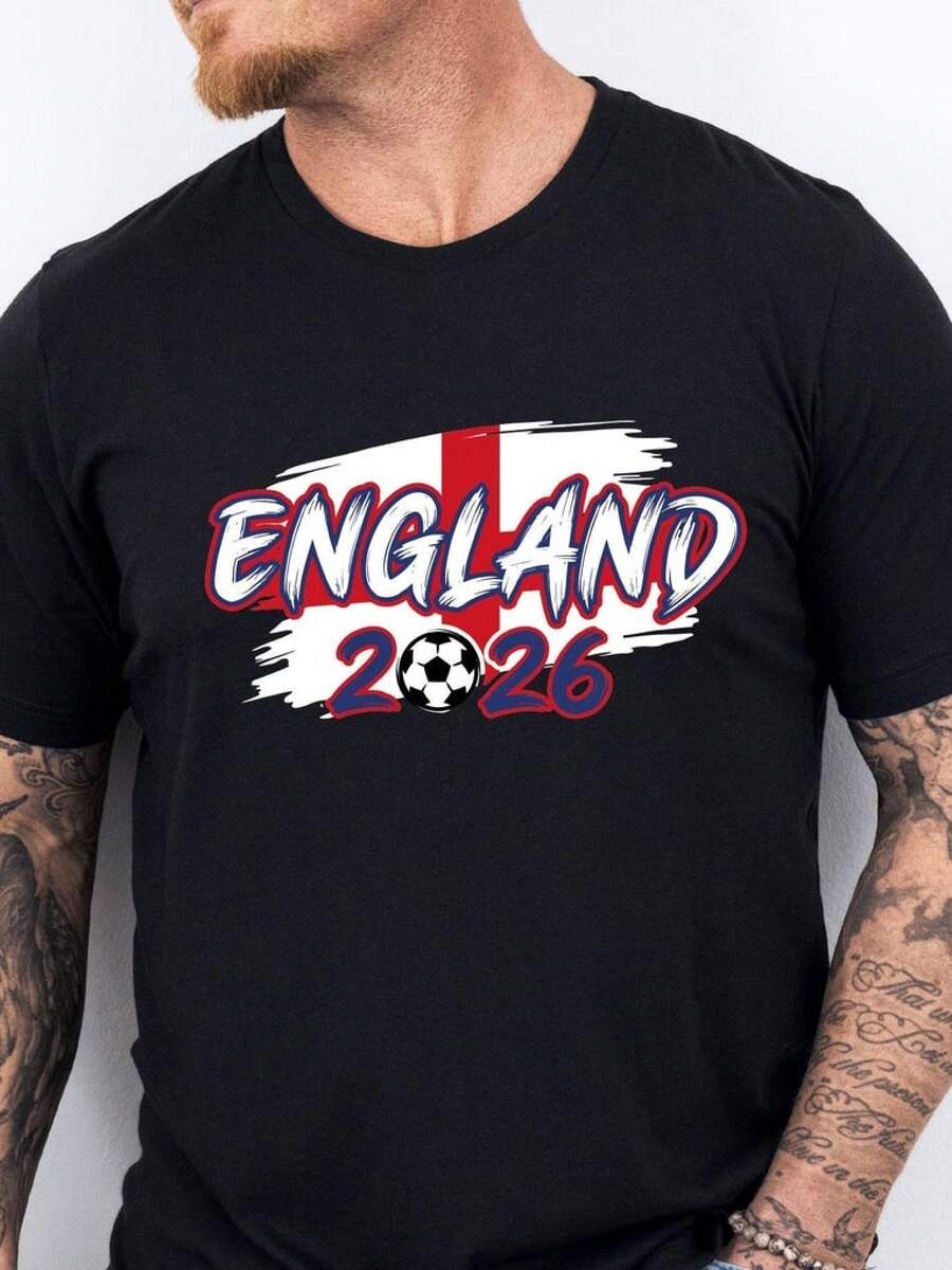 Camiseta de la Copa Mundial 2026, camiseta de fútbol a juego para toda la familia, camiseta de regalo para amantes del fútbol para hombre, camisa de verano para hombre, ropa de verano. - Negro - Ver 1