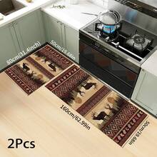 1pc Vintage Floral Pattern Printed Rug, Long Doormat Series, Indoor Entrance Mat, Bedroom Bedside Mat, Kitchen Mat, Suitable For Living Room, Laundry Room, Bathroom - Multicolor - View 6