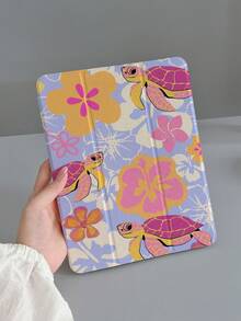 1 chiếc ốp bảo vệ máy tính bảng hình rùa biển và hoa, phù hợp với iPad 7/8/9, 10.2 2022, Air 5/4/3 thế hệ thứ 9, Pro 11" (A16 2025), kèm chân đế. - Nhiều màu - Xem 2