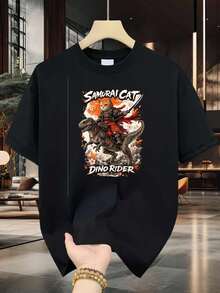 Men's Samurai Dino Rider Sword Print Shirt, High Quality Print, Durable, Casual, Fashion, Loose And Comfortable. - Ixed Coor - View 10