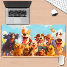 1pc A Group Of Cute Puppies HD Printed Pad For Desk, Multi Functional XXL Mousepad, Keyboard Gaming Mouse Mats, Office Computer PC Gamer Desk Mat.Gifts For Family Friends - 90x40cm/35.39x15.7in - View 4