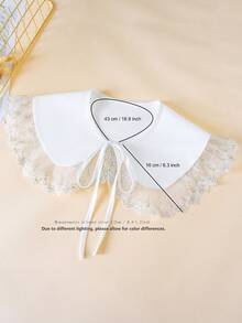 1pc Women's White Embroidered Fake Collar, Double-Layer Ruffle Decor Fashion Shawl Collar, Suitable For Daily Wear - 1202-a-white - View 5