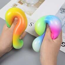 1pc. Rainbow Stress Relief Ball Toy Slow Rebound Squeeze Toy, Cheese Squishy, Squishy Dumpling, Fidget, Squishy - A - View 10