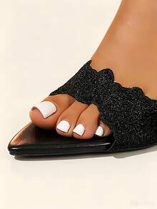Black White Brown Open Toe Mesh Breathable High Heel Sandals, Versatile Minimalist Stiletto Heel, Kitten Heel, Sandals, Suitable For Summer Wear, Fashionable Perfect Matching Footwear For Women - Black - View 4