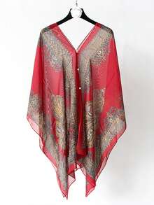 FADZOYLE 1pc Chiffon Cover-Up Sarong And Sun Protective Kimono Shawl Summer Beach Cover Up Sarong Daily Life Accessories - Multicolor - View 15