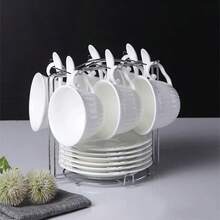 1 chiếc cốc cà phê gốm sứ trắng kèm đĩa lót, dùng được trong lò vi sóng & máy rửa bát, tái sử dụng cho trà, cà phê hoặc đồ uống nóng - trắng - Xem 9