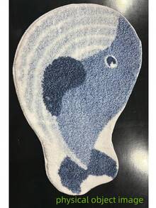 1件創意不對稱魚紋浴室地墊，羊毛材質，印花地毯，附小圓形塑膠底座，適用於浴室、浴室地板、客廳與走廊地板 - 彩色 - 查看 3