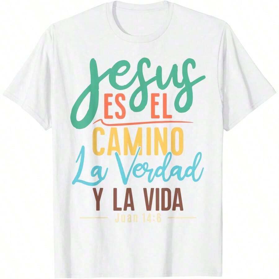 Camisetas Cristianas en Español con Frases de la Biblia Juan 4:16, Camiseta de Manga Corta Oversize de Algodón Grueso con Estampado Gráfico, Top Casual de Manga Corta para Mujer - Blanco - Ver 1