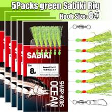 TAVERIKO 5 Bags/30 Hooks European-Style Sabiki Rig With Glow Beads And Lifelike Small Fish, Suitable For Atlantic Mackerel, Pacific Sardine, Northern Anchovy, Atlantic Menhaden/Bunker, Mullet, Striped Bass, Tuna, Fishing Accessories - Green - View 7