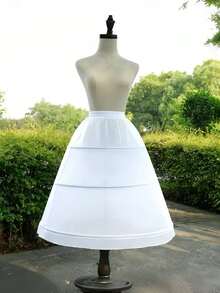 1 Stück Damen Weiß leichte Krinoline Petticoat, Lolita Tüllrock Unterrock, geeignet für Hochzeiten, Partys, Cosplay, eleganter 3-Reifiger Brautkleid Unterrock - waschbar, Polyester & Nylon, ideal für Brautkleider und Abendgarderobe - Weiss - Übersicht 2