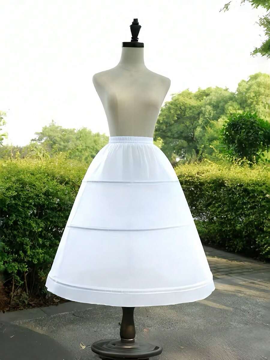 1 Stück Damen Weiß leichte Krinoline Petticoat, Lolita Tüllrock Unterrock, geeignet für Hochzeiten, Partys, Cosplay, eleganter 3-Reifiger Brautkleid Unterrock - waschbar, Polyester & Nylon, ideal für Brautkleider und Abendgarderobe