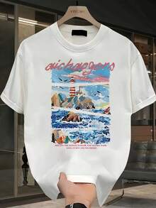Camiseta de manga corta para hombre,% algodón, de marca de moda, estilo casual de verano, talla, corte holgado, prenda versátil adecuada para todas las estaciones. Se puede usar como capa base en primavera y otoño o sola en verano. Estilo unisex, perfecta para amigos. Camiseta de marca de moda,% algodón y de peso pesado. - Blanco - Ver 12
