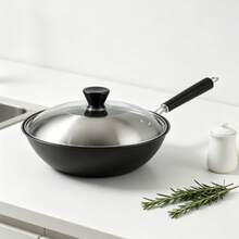 Conjunto de Wok e Panela de Sopa Antiaderente Preta com Tampas de Vidro, Panela de Dupla Camada com Cesto de Vapor, Construída com Material Robusto e Grosso, Superfície Fácil de Limpar, Ideal para Cozinhar, Preparação de Refeições e Uso Diário na Cozinha. - Ver 3