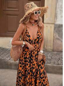 Women Midi Dresses - 棕色氧化物 - 查看 5