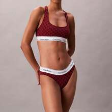 Calvin Klein Calvinklein Icon Cotton Modal Unlined Bralette QF8493 - Seamless Emblem / Dark Berry - View 2