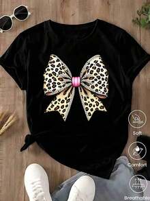 Unisex Casual One-Piece T-Shirt! The Women's Version Features A Classic Black Base With A Leopard And Lion Print, Offering A Retro-Chic And Versatile Style. Effortlessly Create A Casual Urban Look, Suitable For Everyday Wear, Vacations, And Leisure Activities. - ..... - 查看 7