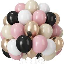51pcs Black & Pink Balloons, Retro Gray, Pink, Ivory, Black Latex Balloons With Metallic Gold Champagne Boho Party Balloons, Suitable For Birthday, Baby Shower, Wedding Party Decor - Set - View 1