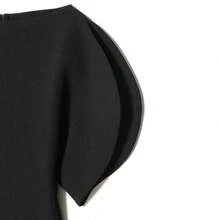 TF.MLN Women's Spring/Summer Petal Sleeve Top, Fashionable Asymmetric T-Shirt Black - Black - View 10