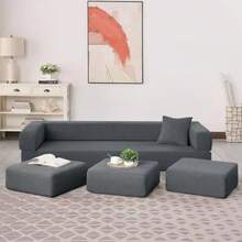 Modern Upholstered 4-Piece Modular Sofa Set For Living Room - Grey - View 2