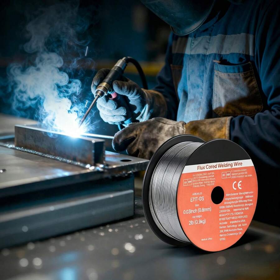 Flux Core MIG Welding Wire, E71T-11 0.035-Inch 1 LBS, Gasless Mild Steel Welding Wire With Low Spatter For All Position Arc Welding, Self-Shielded For Outdoor Use (Pack Of 3 Rolls) - E71T-11 0.035-inch 1 LBS, 3 Rolls - 查看 1