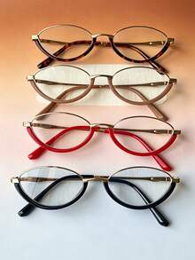 1 Pair Retro Women Metal Oval Clear Lens Glasses, Suitable For Students And Office Workers For Daily Wear - Retro and Elegant - View 6