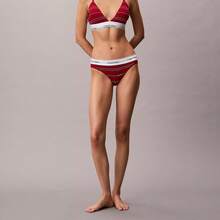 Calvin Klein Icon Cotton Modal Lightly Lined Triangle Bralette QF8498 - Climbing Logo Pin Stripe / Scooter - 查看 2