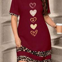 Nana's Women's Clothing Store  Vestido camiseta casual de mujer con cuello redondo y manga corta con estampado de corazones - Multicolor - Ver 7