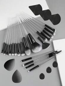 ronshadow Bộ cọ trang điểm 28 món, bao gồm 20 cọ trang điểm - cọ highlight, cọ che khuyết điểm, cọ phấn mắt, cọ kẻ lông mày, cọ mascara, cọ má hồng, cọ phấn phủ, cọ kem nền, bông mút trang điểm, bông phấn phủ, lông mềm mại, dụng cụ trang điểm chuyên nghiệp. - Nhiều màu - Xem 6