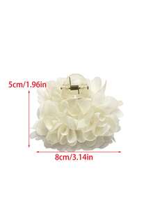 1 chiếc kẹp tóc hình hoa hồng Pháp cổ điển, màu trơn, kích thước 8cm/3.14inch, thích hợp cho sử dụng hàng ngày, dự tiệc và du lịch. - trắng - Xem 9